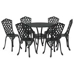 vidaXL Ensemble de salle à manger pour jardin 7 Pièces Noir Aluminium