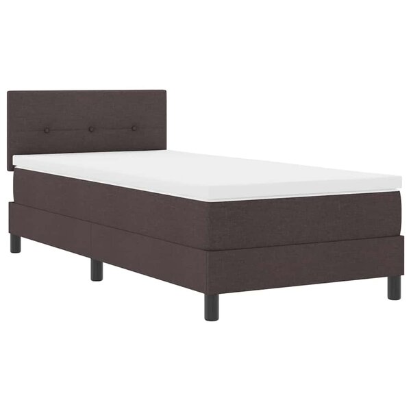 vidaXL Lit à ressorts avec matelas et LED marron foncé 80x200 cm Tissu