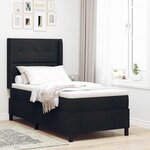 vidaXL Lit à ressort LED avec matelas Noir 90 x 190 cm tissu