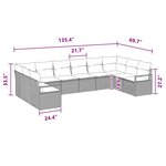 vidaXL Ensemble de canapé de jardin 10 Pièces Marron et rouge