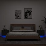 vidaXL Tables de chevet murales avec lumières LED 2 Pièces noir