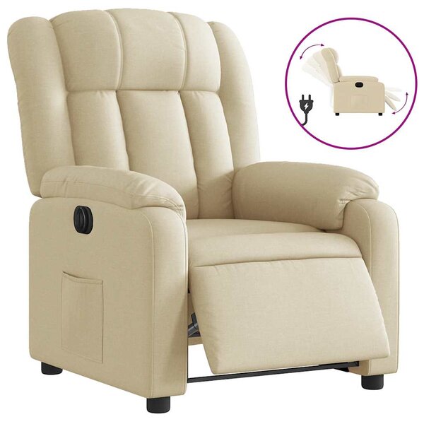 vidaXL Fauteuil inclinable électrique Crème Tissu
