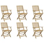 vidaXL Chaises de jardin pliantes lot de 6 54x61x88 cm bois d'acacia