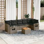 vidaXL Salon de jardin 8 Pièces avec coussins gris résine tressée