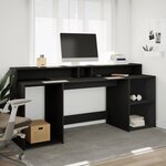 vidaXL Bureau avec lumières LED noir 200x55x91 cm bois d'ingénierie