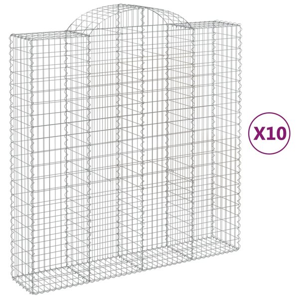 vidaXL Paniers à gabions arqués 10 Pièces 200x50x200/220 cm Fer galvanisé