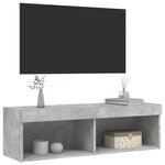vidaXL Meuble TV avec lumières LED gris béton 100x30x30 cm