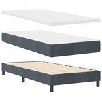Lit box spring vidaXL avec matelas gris foncé 90x200 cm en velours