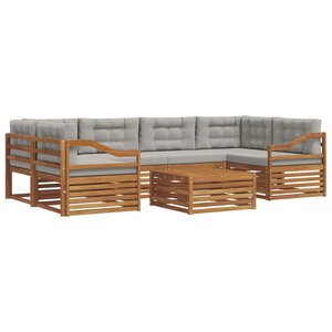 vidaXL Ensemble de canapés d'extérieur 7 pc Gris Naturel et Clair