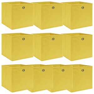 vidaXL Boîtes de rangement 10 Pièces Jaune 32x32x32 cm Tissu