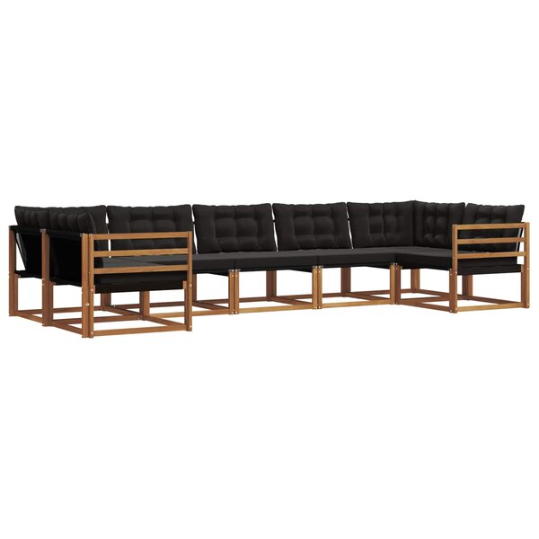 vidaXL Ensemble de canapés d'extérieur 7 pc Naturel et Noir