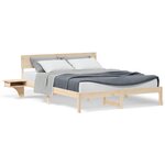 vidaXL Cadre de lit avec tables de chevet Marron Bois massif en pin