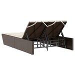 vidaXL Chaise longue double avec coussins marron résine tressée