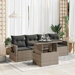 vidaXL Salon de jardin 5 Pièces avec coussins gris résine tressée