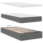 vidaXL Lit ottoman avec matelas et LED gris foncé 90x200 cm tissu