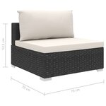vidaXL Salon de jardin 6 Pièces avec coussins Résine tressée Noir