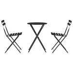 Ensemble de bistrot pliant 3 pièces en acier anthracite