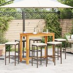 vidaXL Ensemble de bar de jardin 7 Pièces marron bois massif acacia rotin