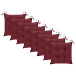 vidaXL Chaises de jardin lot de 8 avec coussins bordeaux Teck solide