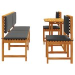 Ensemble de jardin 5 pièces vidaXL avec coussins en acacia massif