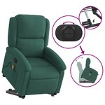 vidaXL Fauteuil de massage inclinable Vert foncé Velours