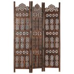 vidaXL Cloison de séparation 3 panneaux Marron 120x165cm Bois manguier