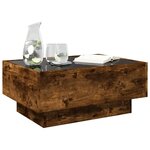 vidaXL Table basse avec LED chêne fumé 70x50x30 cm bois d'ingénierie