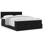 vidaXL Cadre de lit ottoman avec matelas noir 140x190 cm velours