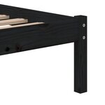 vidaXL Cadre de lit Noir 75x190 cm Petit simple Bois massif