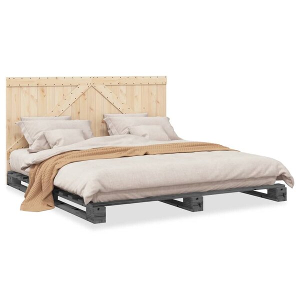 vidaXL Cadre de lit sans matelas gris 200x200 cm bois massif de pin