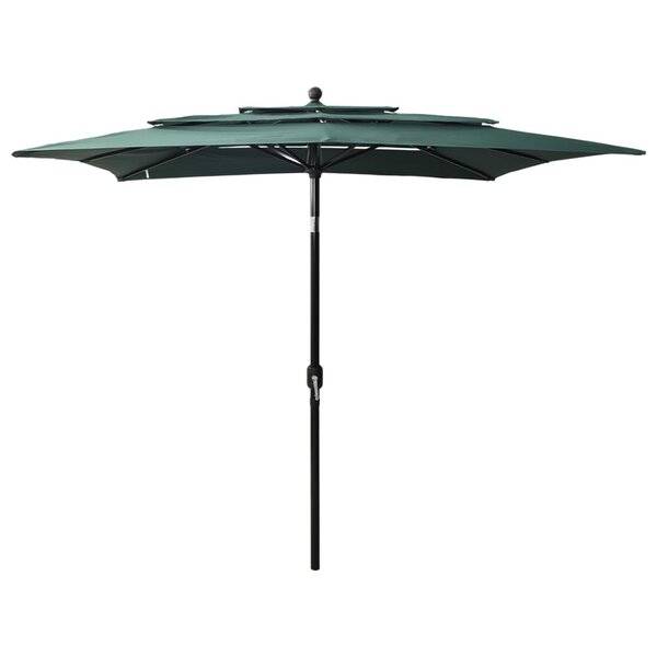 vidaXL Parasol de jardin à 3 niveaux avec mât en aluminium vert