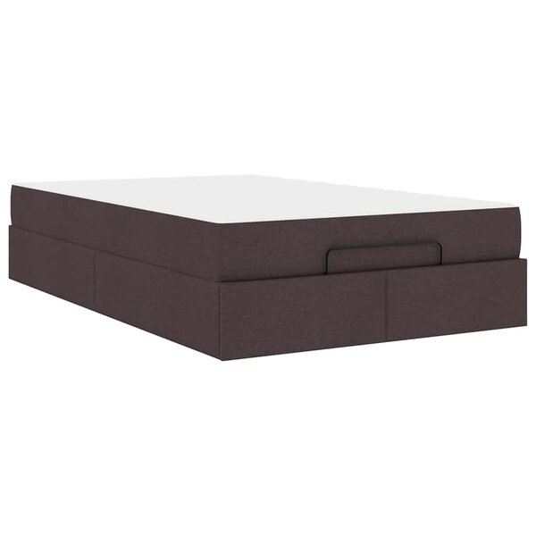 vidaXL Cadre de lit avec matelas Marron foncé 120 x 200 cm tissu