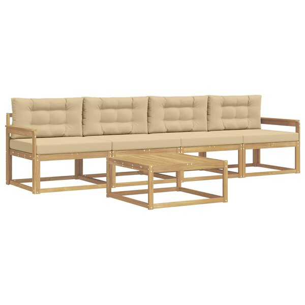 vidaXL Ensemble de canapés d'extérieur 4 Pièces Blanc et Beige