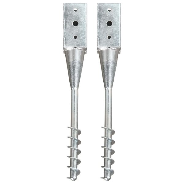 vidaXL Piquets au sol 2 Pièces Argenté 10x10x57 cm Acier galvanisé