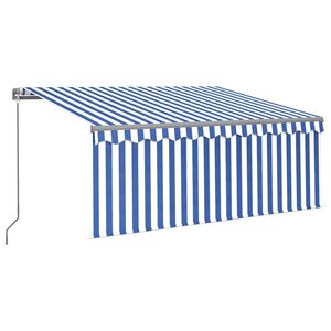 vidaXL Auvent rétractable manuel avec store 3 5x2 5 m Bleu et blanc