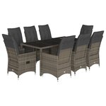 vidaXL Ensemble à manger de jardin 9 Pièces coussins gris résine tressée
