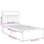 vidaXL Cadre de lit métal sans matelas avec tête de lit noir 90x200 cm