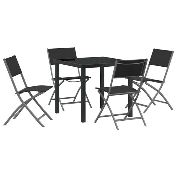 vidaXL Ensemble de salle à manger pour jardin Pliant 5 Pièces Noir