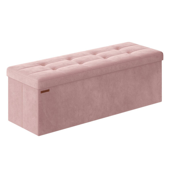 Banc de rangement pouf en velours avec couvercle avec 2 boîtes séparateur amovible capacité de charge 300 kg pour couloir salon chambre rose 12_0004163