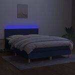 vidaXL Sommier à lattes de lit avec matelas LED Bleu 140x190 cm Tissu