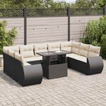 vidaXL Salon de jardin 10 Pièces avec coussins noir résine tressée