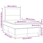 vidaXL Sommier à lattes de lit et matelas gris clair 120x190 cm tissu