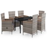 vidaXL Ensemble à manger de jardin avec coussins 7 Pièces Gris
