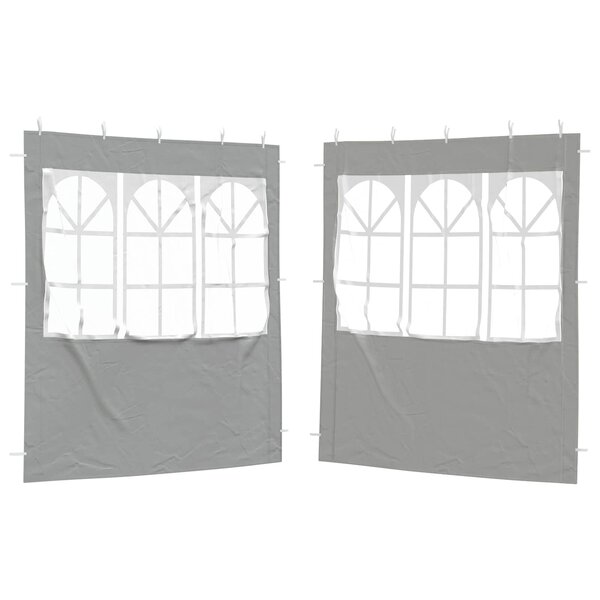 vidaXL Mur de tente de fête 2 Pièces 200 x 195 cm Gris clair PE et acier