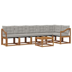 vidaXL Ensemble de canapés d'extérieur 7 pc Gris Naturel et Clair