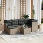 vidaXL Salon de jardin avec coussins 7 Pièces gris clair résine tressée