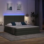 vidaXL Lit de rangement LED avec matelas Gris foncé 160 x 200 cm Tissu