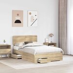 vidaXL Cadre de lit Chêne Sonoma 135 x 190 cm Bois d'ingénierie