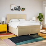 vidaXL Sommier à lattes de lit avec matelas Crème 180x200 cm Tissu