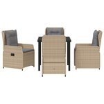 Ensemble de salle à manger de jardin vidaXL 5 pièces Beige Rotin Poly